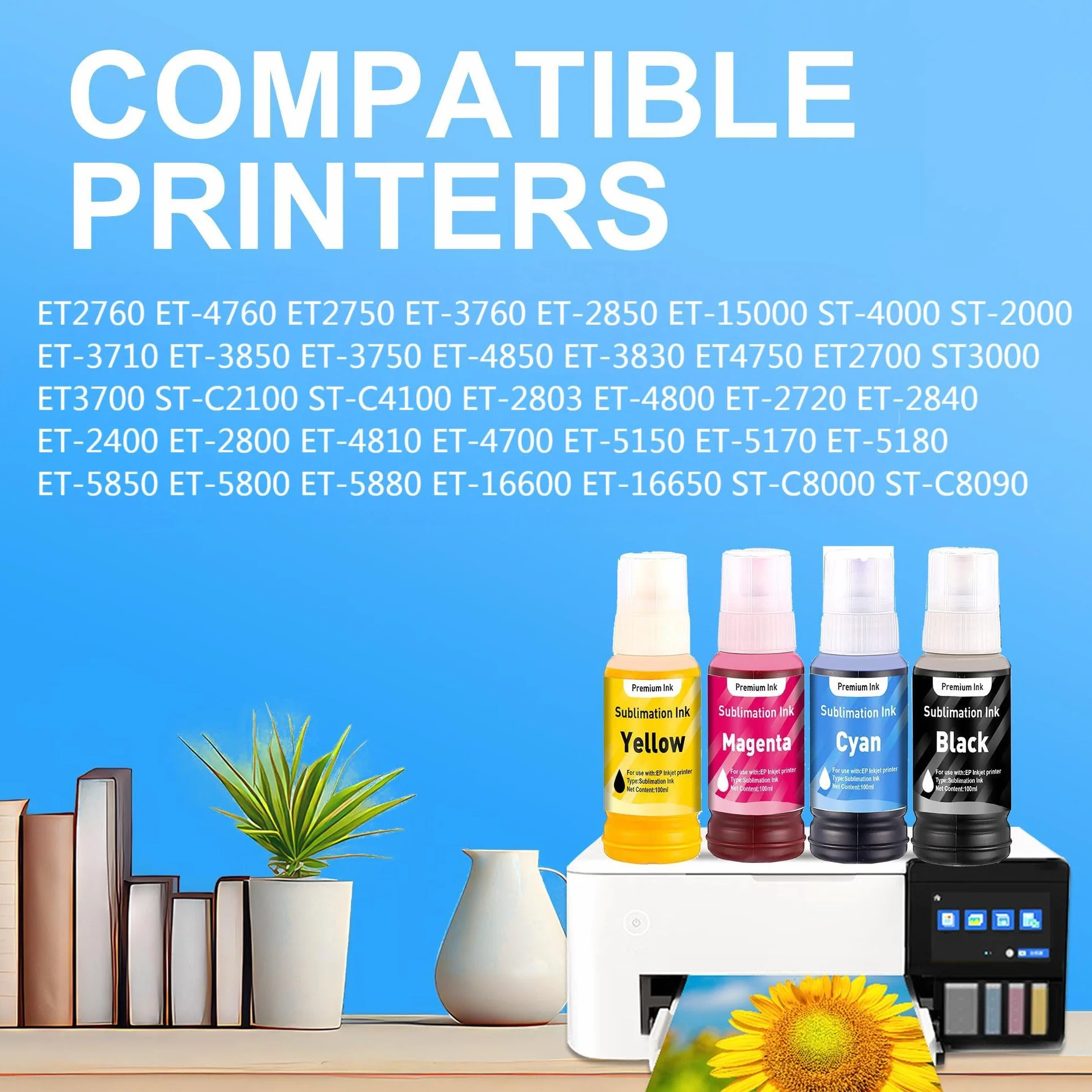 LCL Wkład atramentowy sublimacyjny 400 ml do drukarek atramentowych Epson EcoTank ET-2700 ET-2750 ET-2751 ET-2756 ET-3700 do drukarek atramentowych do kubka termotransferowego, kubka, koszulki